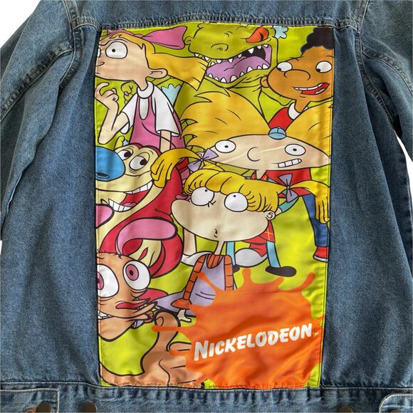 Nickelodeon 90s Rugrats Hey Arnold Ren Stimpy Oversized Denim Jacket Size Large - Picture 7 of 7